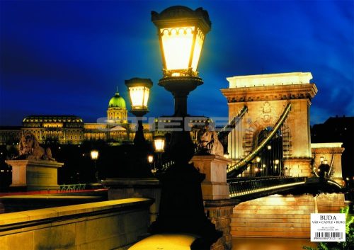 Buda vára tányéralátét könyöklő + hátoldalon Budapest belváros térképe