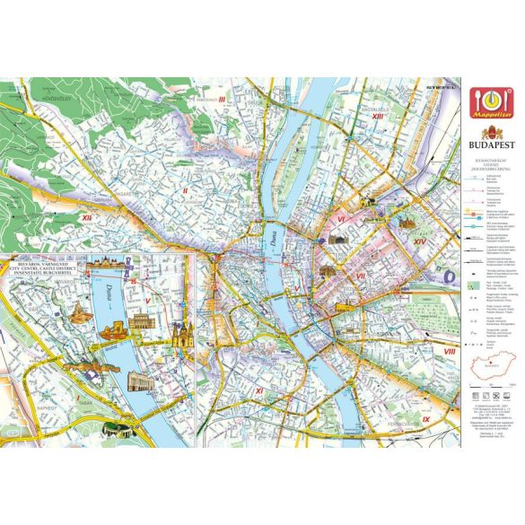 Hősök tere tányéralátét könyöklő + hátoldalon Budapest belváros térképe