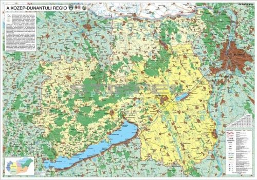 A Közép-Dunántúli régió térképe, tűzhető, keretes falitérkép