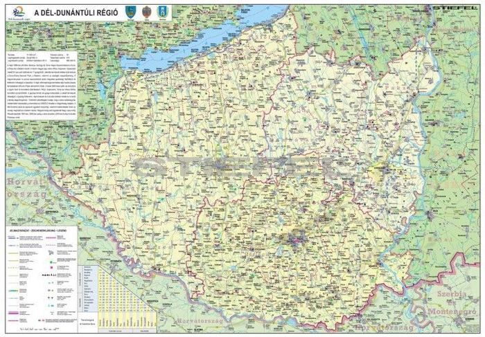 dél magyarország térkép A Dél Dunántúli régió térképe, tûzhető, keretes