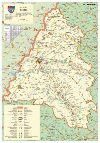 Bihar megye (Románia) térképe, tűzhető, keretes