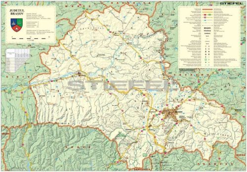 Brassó megye (Románia) térképe, tűzhető, keretes