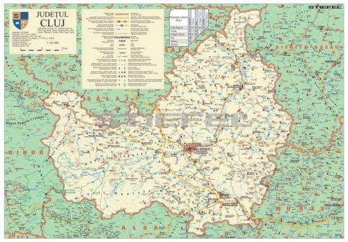 Kolozs megye (Románia) térképe, tűzhető, keretes