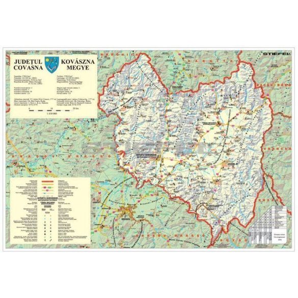 Kovászna megye (Románia) térképe, tűzhető, keretes