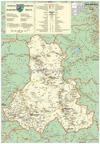Hargita megye (Románia) térképe, fóliás-fémléces