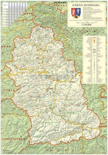 Hunyad megye (Románia) térképe, tűzhető, keretes