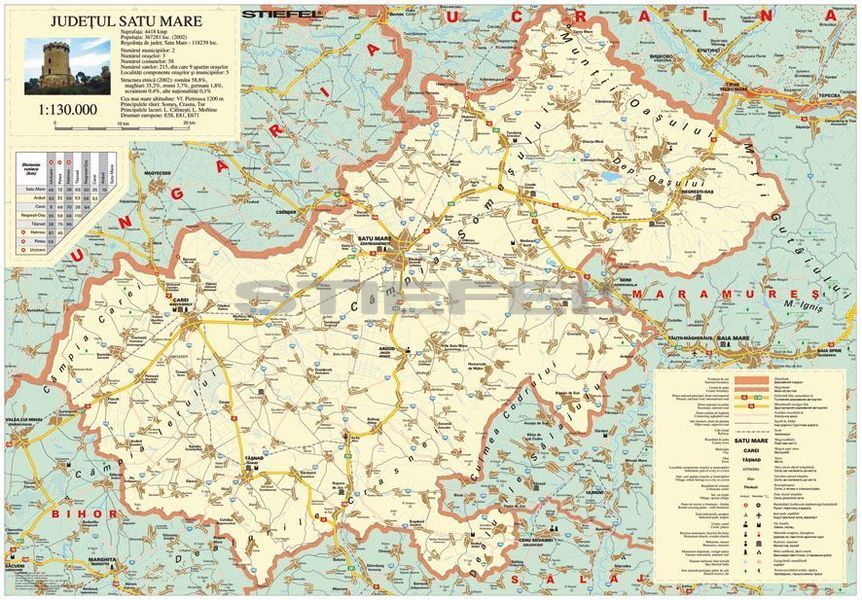 szatmár megye térkép Szatmár megye (Románia) térképe, tûzhető, keretes