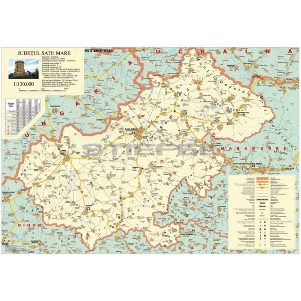 Szatmár megye (Románia) térképe, tűzhető, keretes