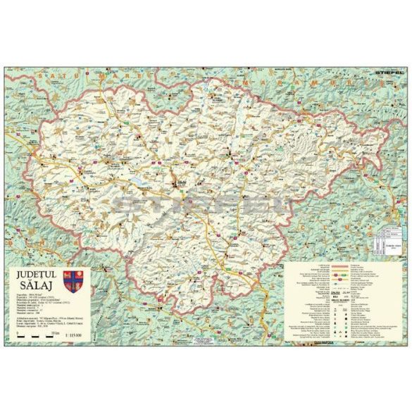 Szilágy megye (Románia) térképe, tűzhető, keretes