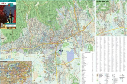 Pécs város térképe, tűzhető, keretes