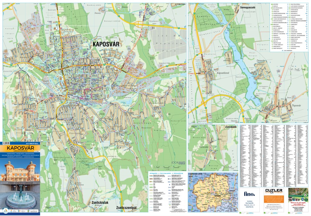 kaposvár város térkép Kaposvár város térképe, tûzhető, keretes