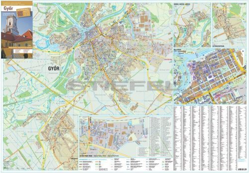 Győr város térképe, tűzhető, keretes