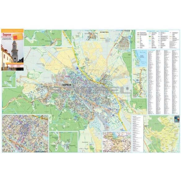 Sopron város térképe, tűzhető, keretes