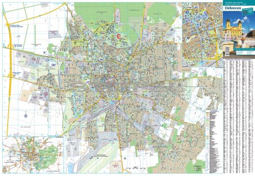 Debrecen város térképe, tűzhető, keretes