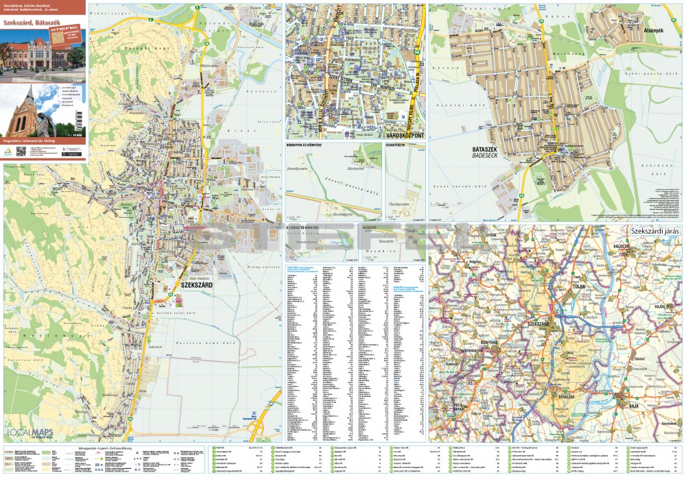 szekszárd térkép Szekszárd Bátaszék térkép keretezett, tűzhető