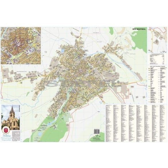 Nagyszeben város (Románia) térképe, tűzhető, keretes
