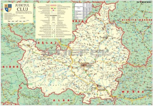 Kolozsvár megye (Románia) térképe, tűzhető, keretes