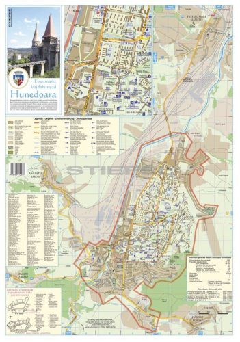 Vajdahunyad város (Románia) térképe, tűzhető, keretes