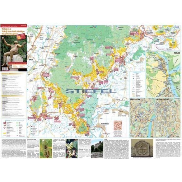 Tokaj és a Tokaji borvidék térképe tűzhető, keretes