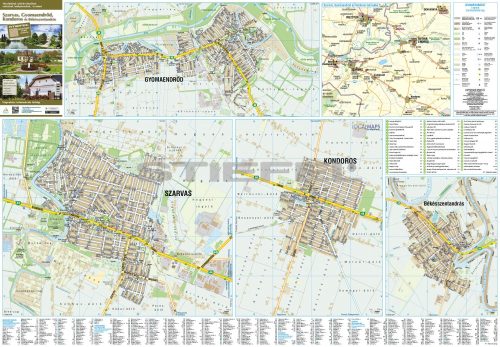 Szarvas Gyomaendrőd Kondoros Békésszentandrás tűzhető, keretezett térképe