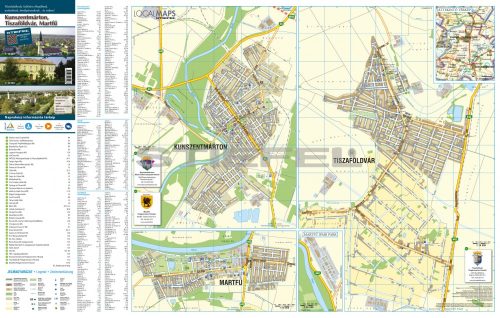 Kunszentmárton-Tiszaföldvár-Martfű fémléces várostérképe