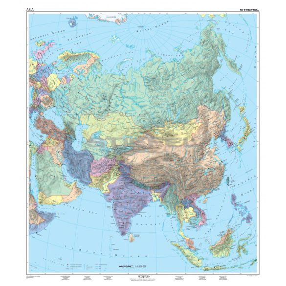 Ázsia politikai térképe fémléces