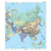 Ázsia politikai térképe, tűzhető, keretes