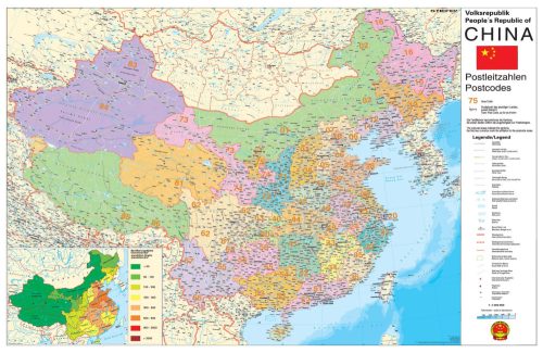 Kína irányítószámos térképe fóliás-fémléces