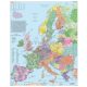 Európa irányítószámos térképe (nemzetközi), tűzhető, keretes