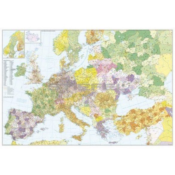 Európa+Törökország postai irányítószámos térképe, fémléces