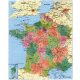 Franciaország megyéi és postai irányítószámos térképe fóliás-fémléces