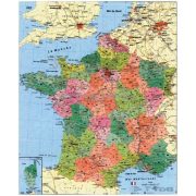   Franciaország megyéi és postai irányítószámos térképe, tűzhető, keretes