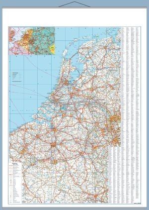 Benelux államok autótérképe tűzhető, keretes