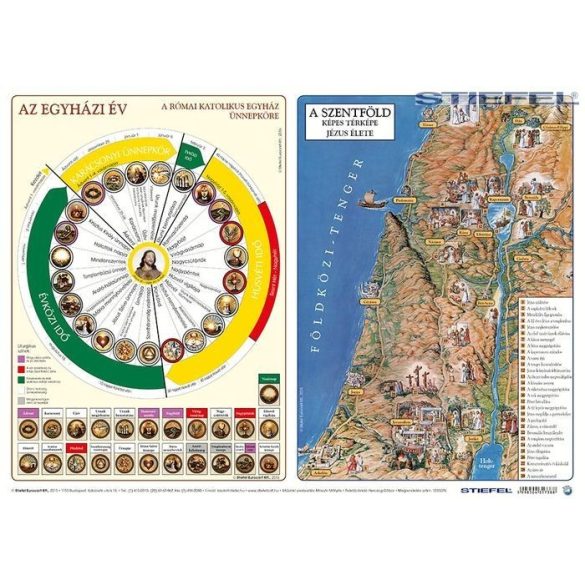 Katolikus egyházi év és Újszövetség térképe / hátoldalon Ószövetség térképe asztali alátét A3 duo