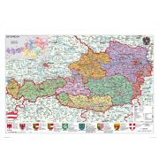 Ausztria közigazgatása térkép fóliás-fémléces