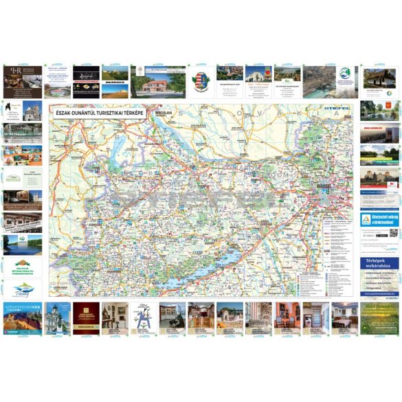 Észak-Dunántúli tűzhető, keretezett turisztikai térkép