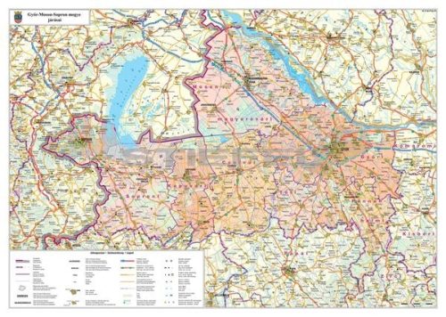 Győr-Moson-Sopron megye térképe, tűzhető, keretes