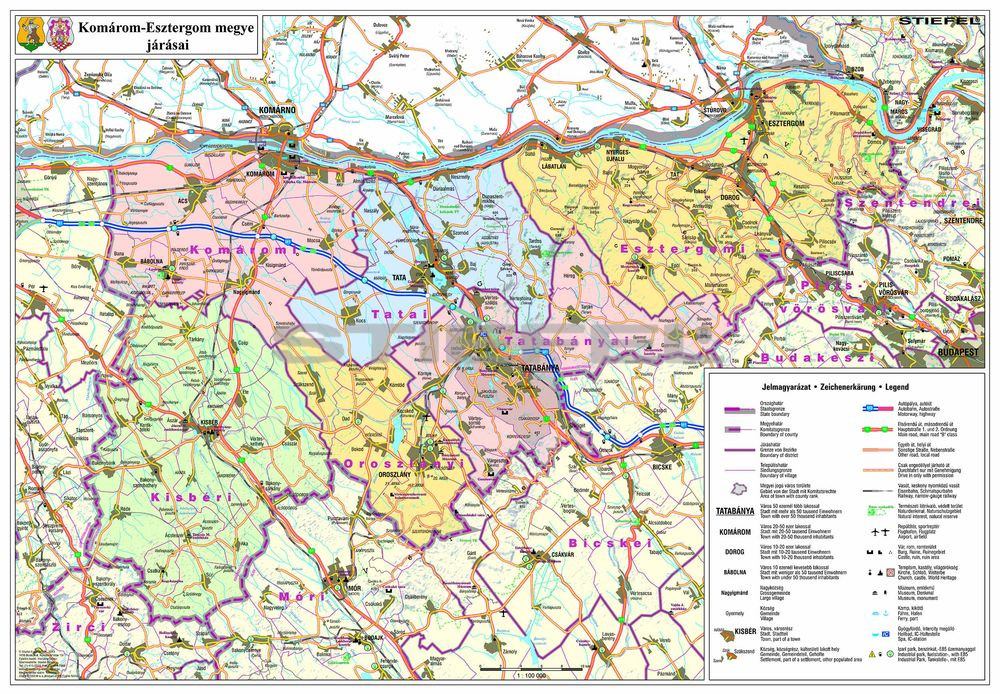 komárom esztergom megyei térkép Komárom Esztergom megye térképe, tûzhető, keretes