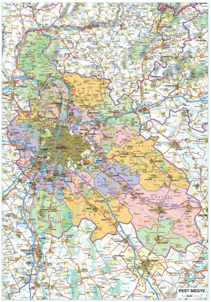 budapest és pest megye térkép Pest megye fémléces térkép