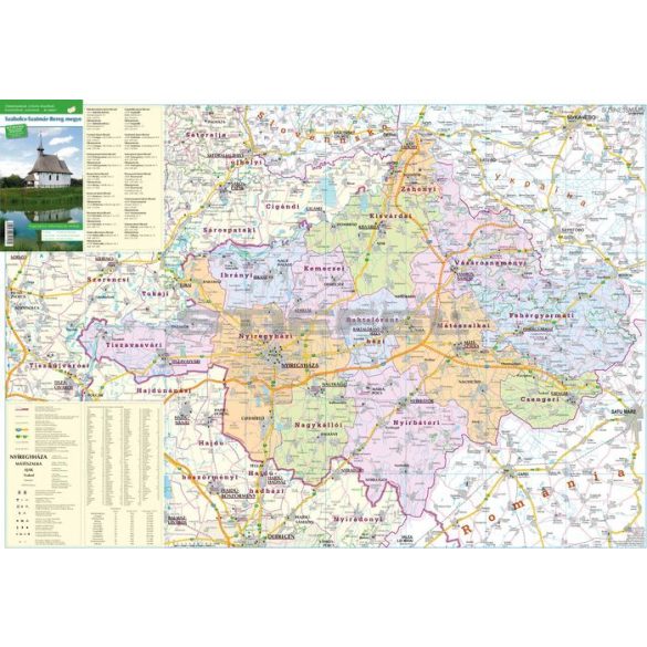 Szabolcs-Szatmár-Bereg megye térképe, tűzhető, keretes