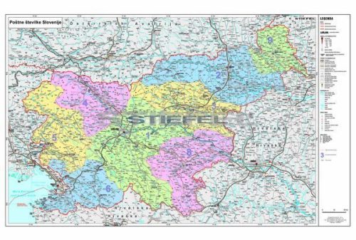 Szlovénia irányítószámos térképe tűzhető, keretes