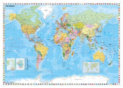 A Föld országai fóliázott - lécezett falitérkép