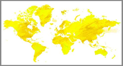 Föld fali dekortérkép citromsárga színben faléces kivitelben 100x70