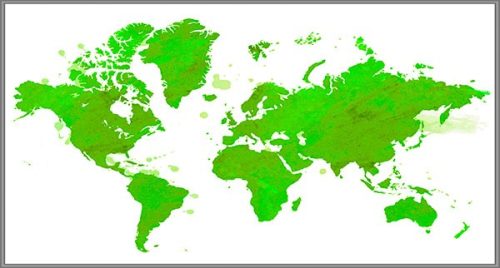 Föld fali dekortérkép zöld színben fémléces kivitelben 140x100
