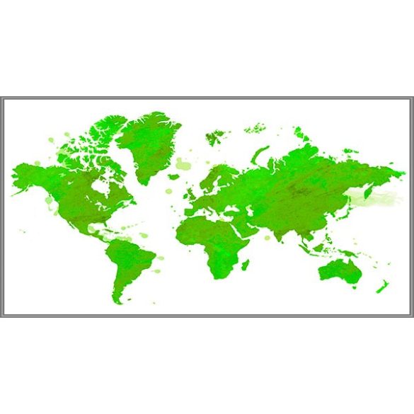 Föld fali dekortérkép zöld színben keretezett kivitelben 100x70