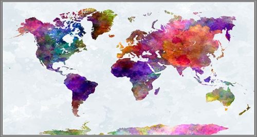 Föld fali dekortérkép színes, fémléces kivitelben 140x100