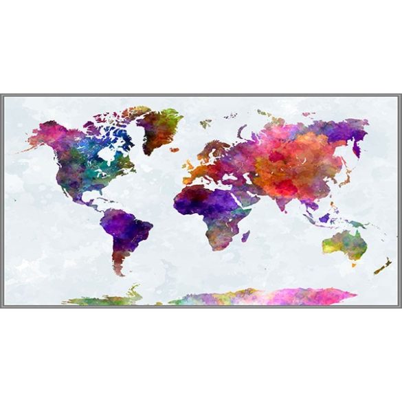 Föld fali dekortérkép színes, fémléces kivitelben 100x70