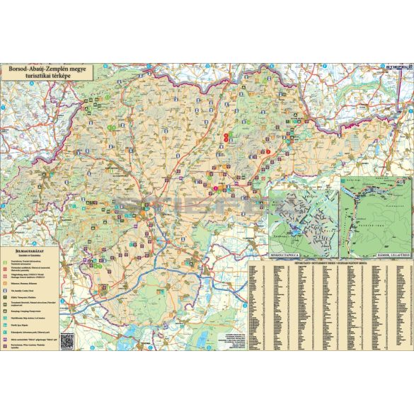Borsod-Abaúj-Zemplén megye turisztikai kétoldalas hajtott térkép