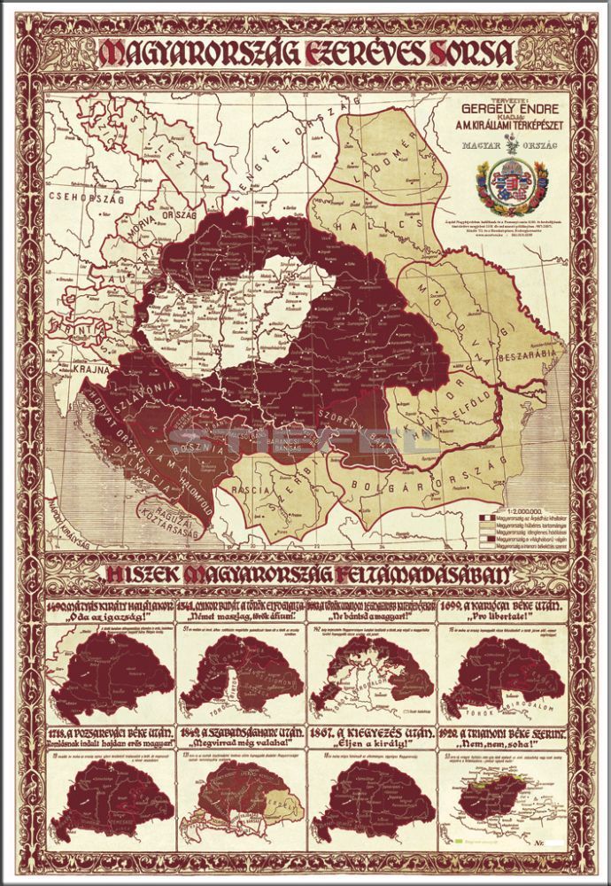 magyarország ezeréves sorsa térkép Magyarország ezeréves sorsa fémléces térkép