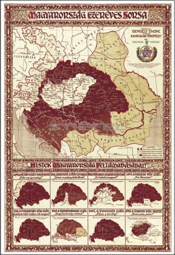 Magyarország ezeréves sorsa fémléces térkép 